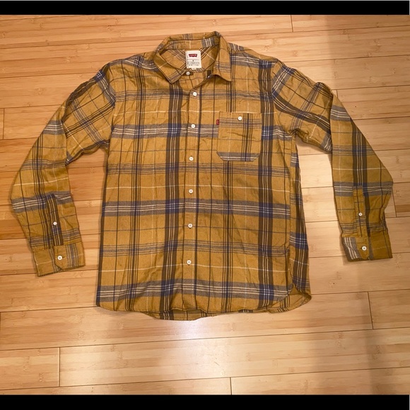 LEVI’S YELLOW GRAY FLANNEL XL MENS LONG SLEEVE - Picture 3 of 10